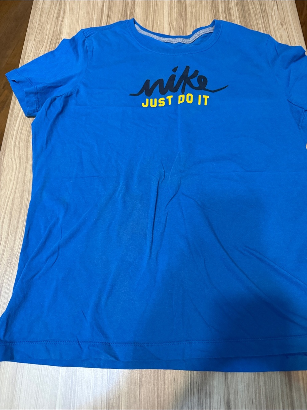 Nike Kids Blue 'Just Do It' Tee with Yellow Accent